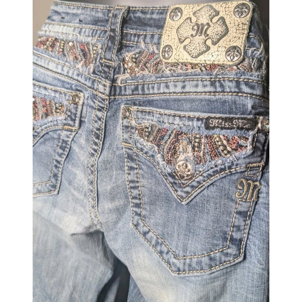 💎 Miss Me Signature Low Rise Bootcut Jeans Embellished Y2K Denim Size 28